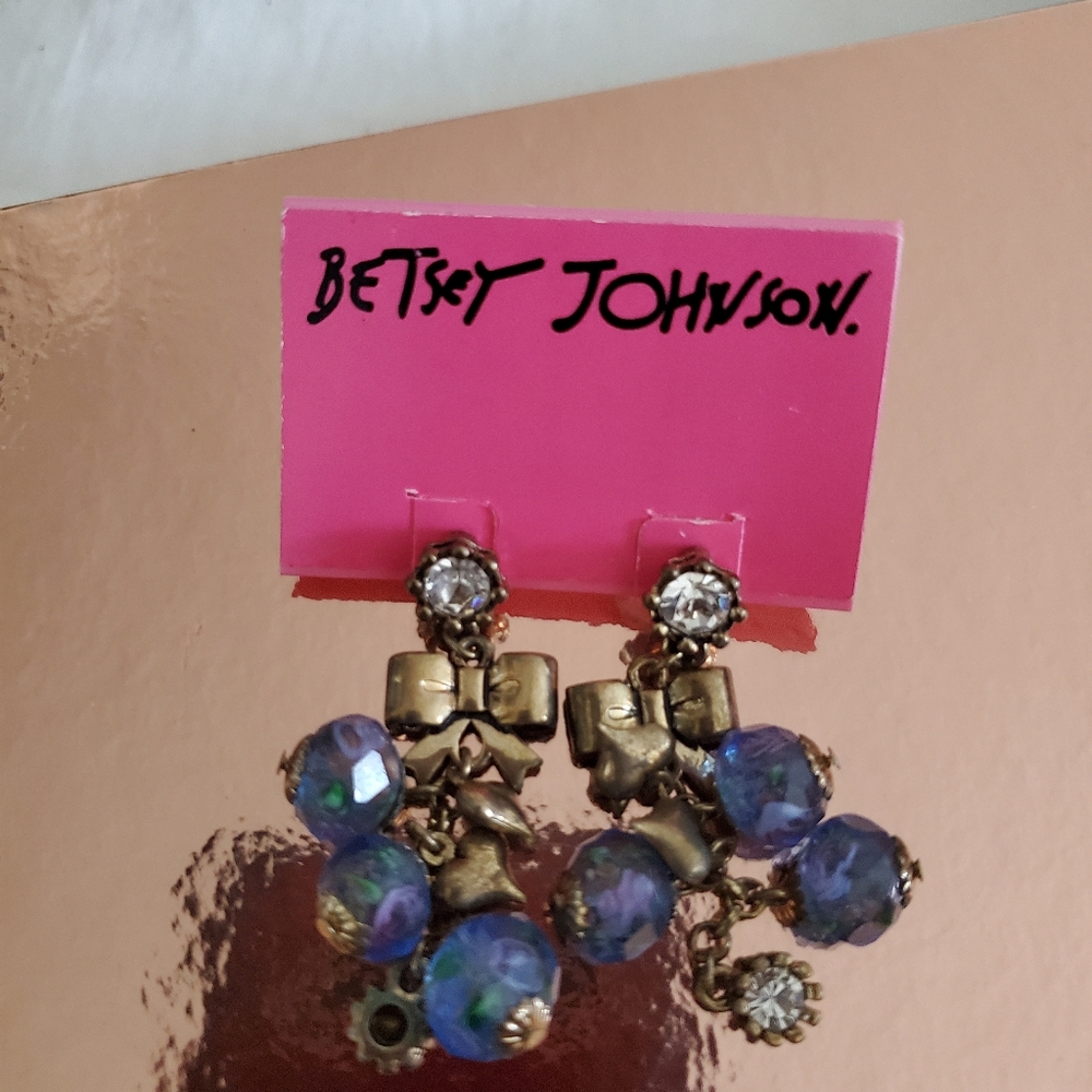 Betsey Johnson Gold and Purple Earrings